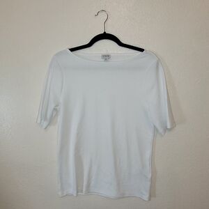 JCrew Womans Basic White Boatneck Tshirt - Size Medium